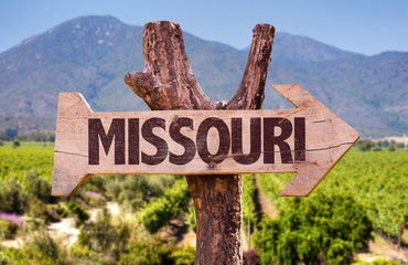 Missouri wooden sign countryside background