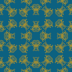 Seamless texture with luxury arabic damask ornament. Vector vintage pattern