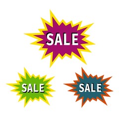 Sale sign. Discount icon  for trade. Set. Used as: flyer / sticker / poster / promo sticker / banner. Vector illustration.