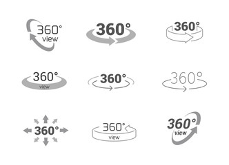 360 Degrees View Vector Icon. - obrazy, fototapety, plakaty