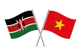 Kenyan and Vietnamese flags. Vector illustration.