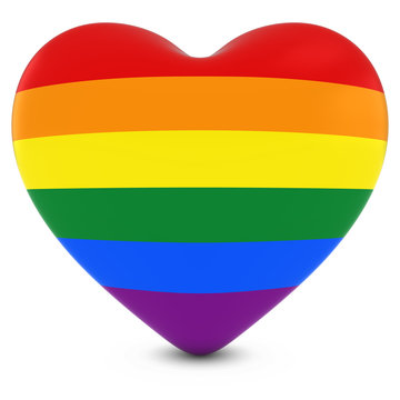 Gay Pride Flag Heart - Heart Textured with Rainbow Flag 3D Illustration