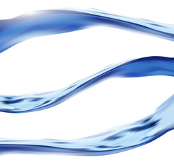Three vector realistic water wave on white background