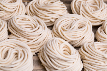 Homemade dry tagliatelle