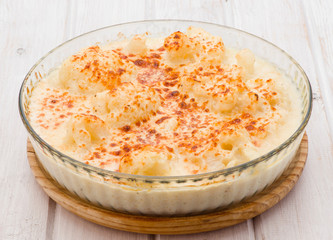 cauliflower baked in glass tray