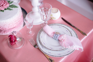 wedding decor in pink with peonies