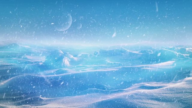 Snowy Alien Planet Glowing With Radiation