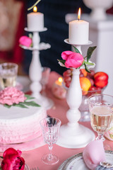 wedding decor in pink with peonies