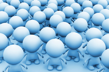 huge crowd of blue human characters