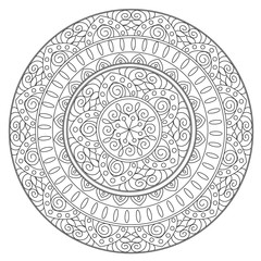 Coloring Outline Ethnic Mandala 