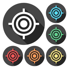 Vector target icons set with long shadow