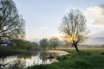 Landscape of the small river at dawn