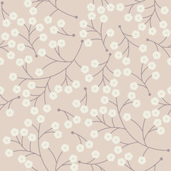 Cute seamless pattern with small flowers on pink background