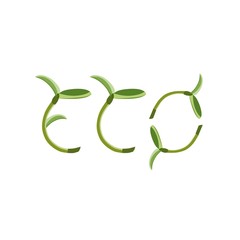 Label eco sprout symbol, isolated vector