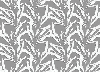 Kelp seaweed 3d white paper cut on gray