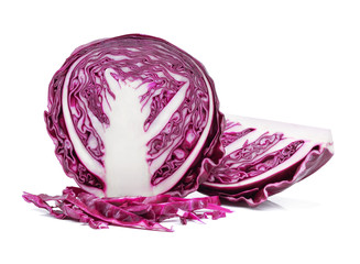 Purple cabbage on white background