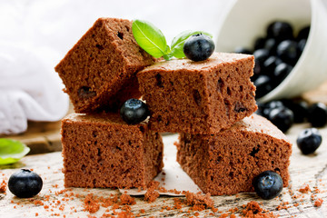 American chocolate brownie with blueberry