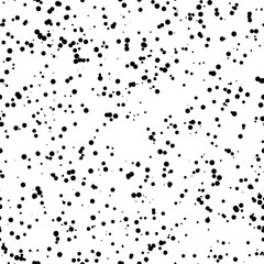 White abstract background with seamless random black circles, dots, film grain, noise, dotwork, grunge texture for design concepts, banners, posters, web, presentations and prints. Vector illustration