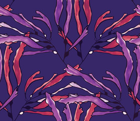 Kelp seaweed purple watercolor on purple