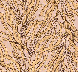Kelp seaweed yellow with brown texture