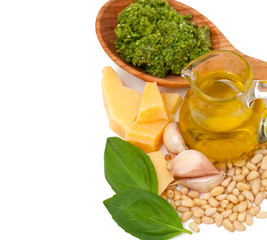 pesto ingredients isolated on white background