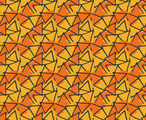 Fototapeta premium Rough triangles on busy orange background