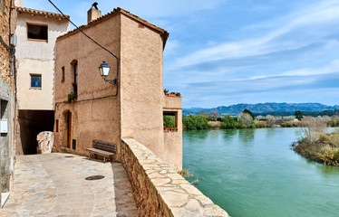 Fototapeta na wymiar Old town of Miravet and Ebro river. Spain