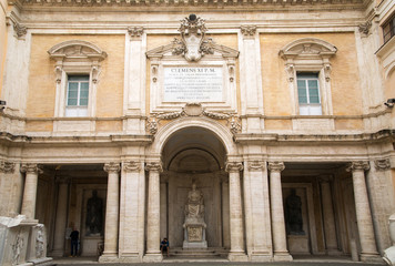 Fototapeta na wymiar ROME, ITALY - APRIL 8, 2016: Capitoline hill landmark square designed by Michelangelo. 