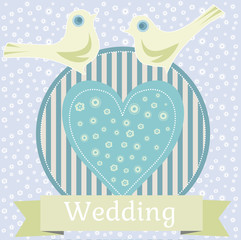 Colored wedding illustration with love doves