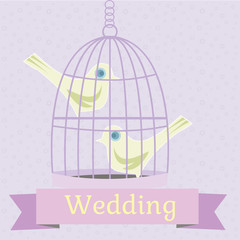 Colored wedding illustration with love doves
