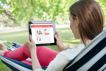 Woman Shopping Online With Her Digital Tablet