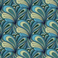 Seamless black and white abstract pattern doodle style. 