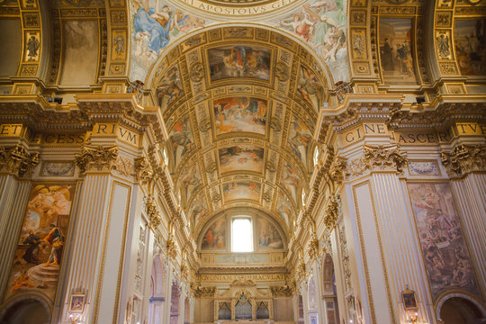 ROME, ITALY - APRIL 8, 2016: Interior of the San Marcello al Corso church, 18th century