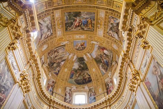 ROME, ITALY - APRIL 8, 2016: Interior of the San Marcello al Corso church, 18th century