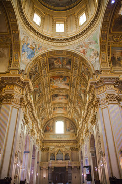ROME, ITALY - APRIL 8, 2016: Interior of the San Marcello al Corso church, 18th century