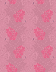 Fabric design flower pink shades