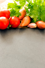 vegetables with space for text against a dark background