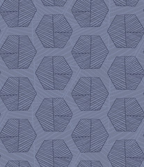 Hatched hexagons layered blue