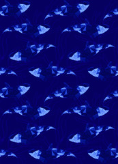 Low poly fish on kelp