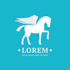   Logo winged white horse beating with hoof