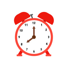 Red alarm clock with dial and brown clockwise