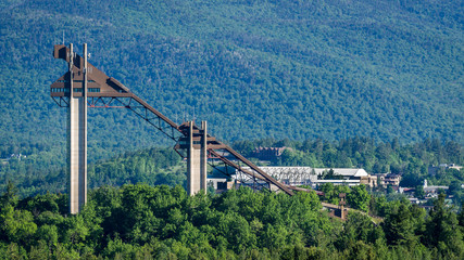 Ski jumps and Olympic Center at the Village of Lake Placid, New York