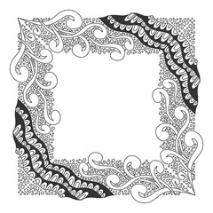 Hand drawn frame with ornament for announcement, quote. Decorative element. Vector illustration