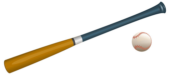 Baseball bat and ball. Sports Equipment