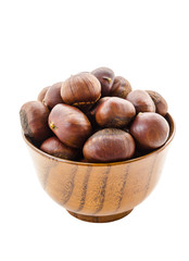 Sweet chestnut in wooden bowl.