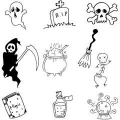 Obraz premium Halloween vector doodle on white backgrounds