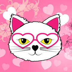Hearts Cat Means Valentine Day And Felines