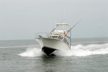 speed motor boat in the sea