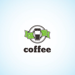 Sticker with a cup of coffee.