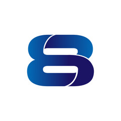 Simple Numbers Logo Vector Blue 8